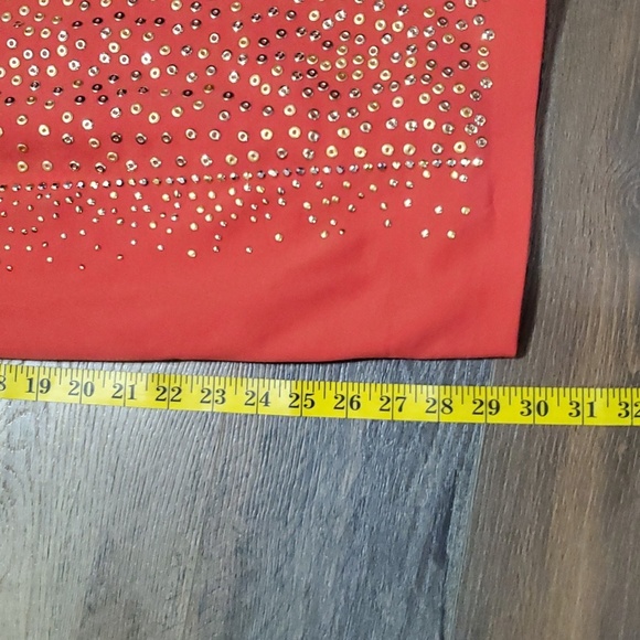 Cache orange gold strapless bodycon dress bling - Picture 2 of 7